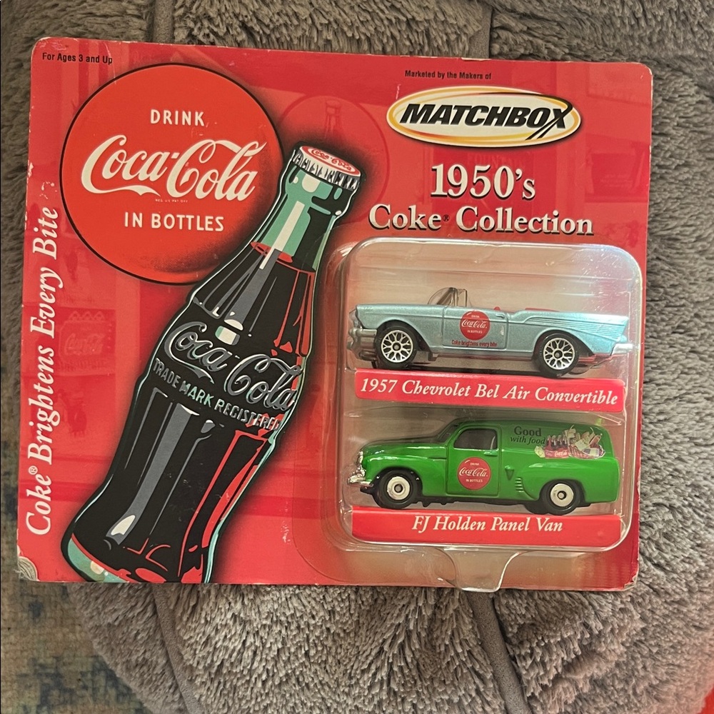 Match 1950's Coke Collection - Green and Light Blue Cars